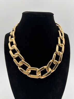 Vintage Gold Tone Chunky Chain Necklace 18” Bold Statement Link Collar
